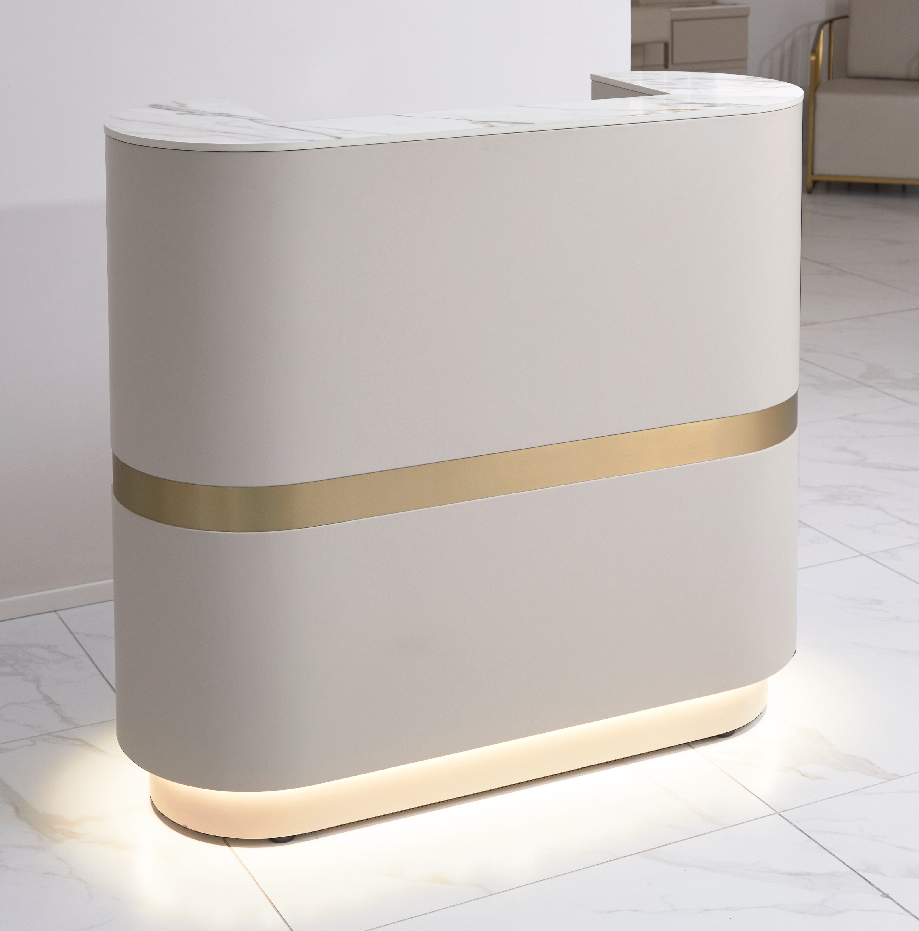 The Coco Desk - Ivory & Gold with Painted Top by SEC