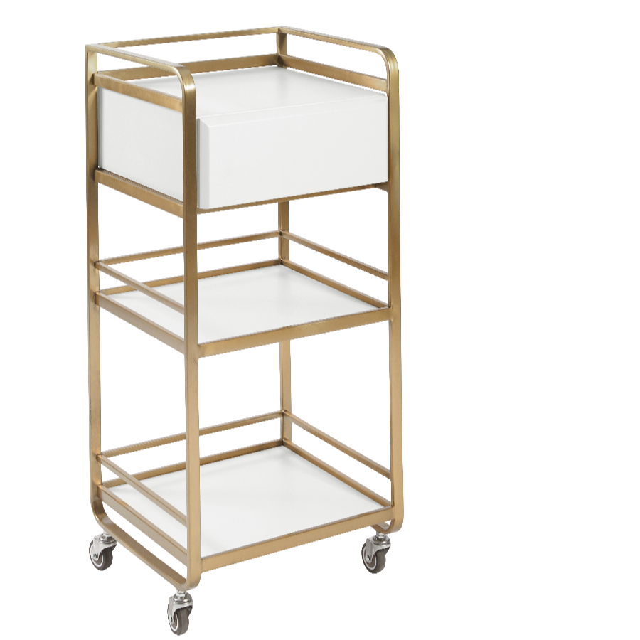 The Halli Beauty Trolley - White & Gold by SEC