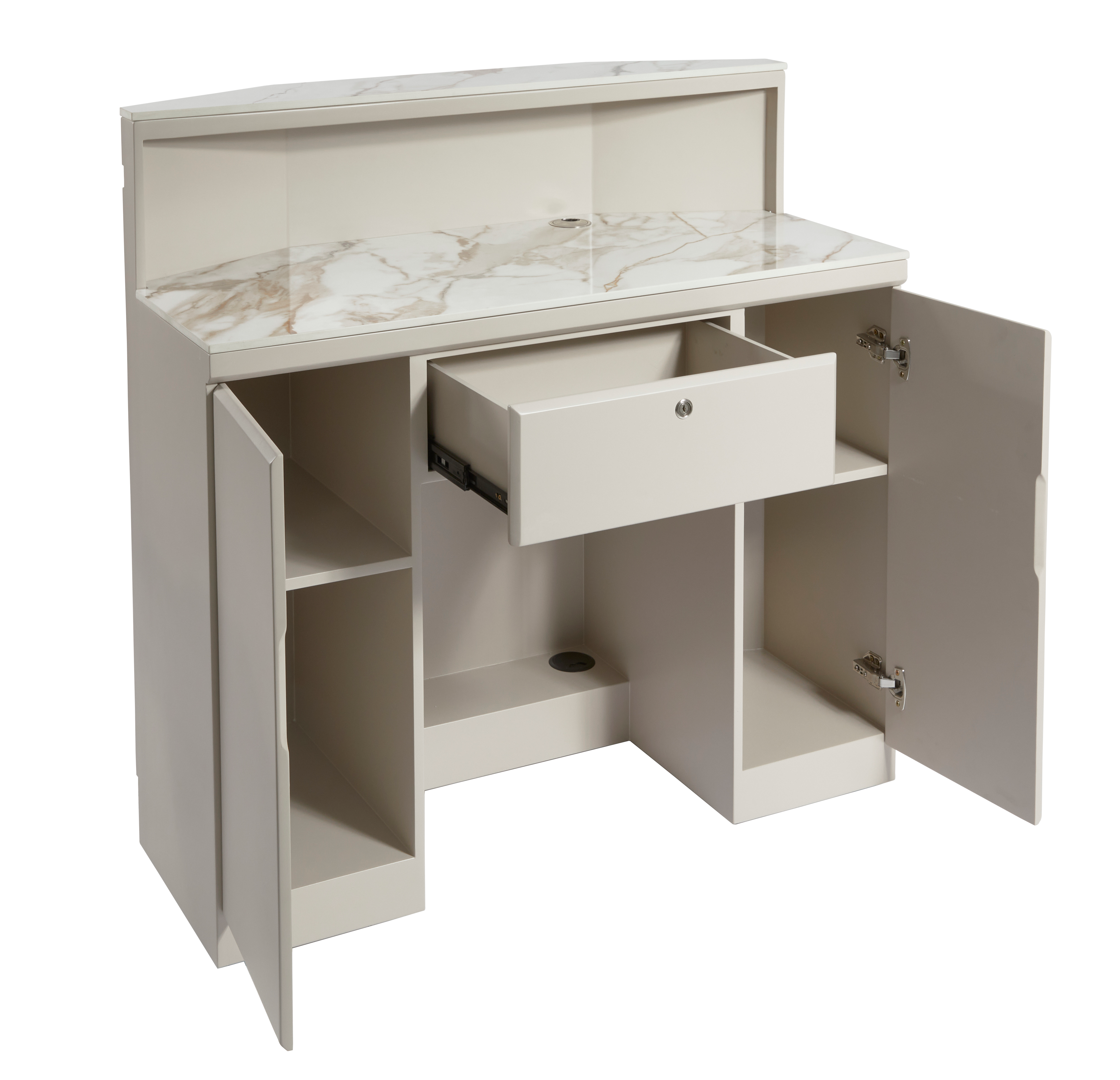 The Sophia Desk - Ivory with White Gold Natural Stone Top by SEC