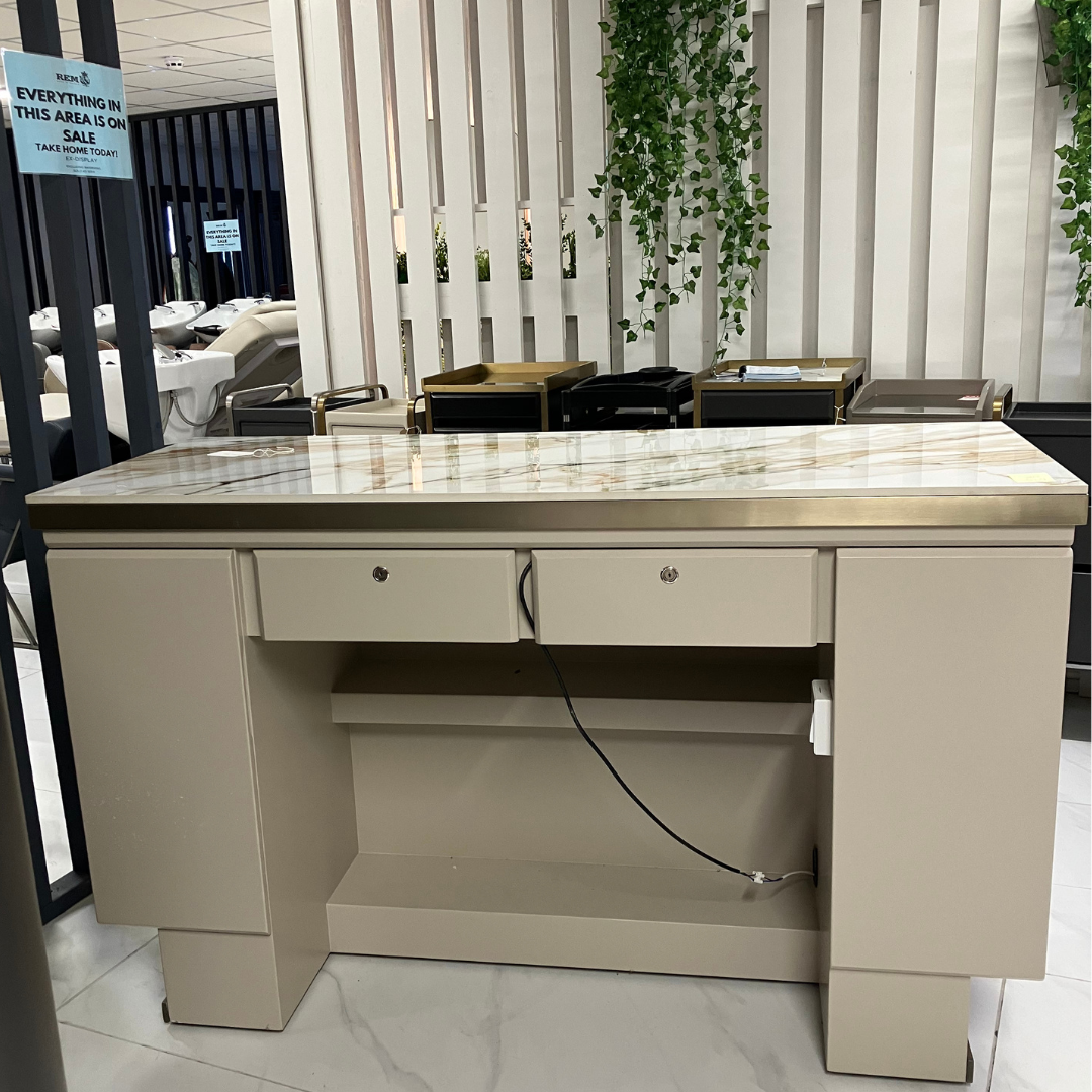 CL31B -  The Matrix Desk - Ivory & Gold - BY SEC CLEARANCE