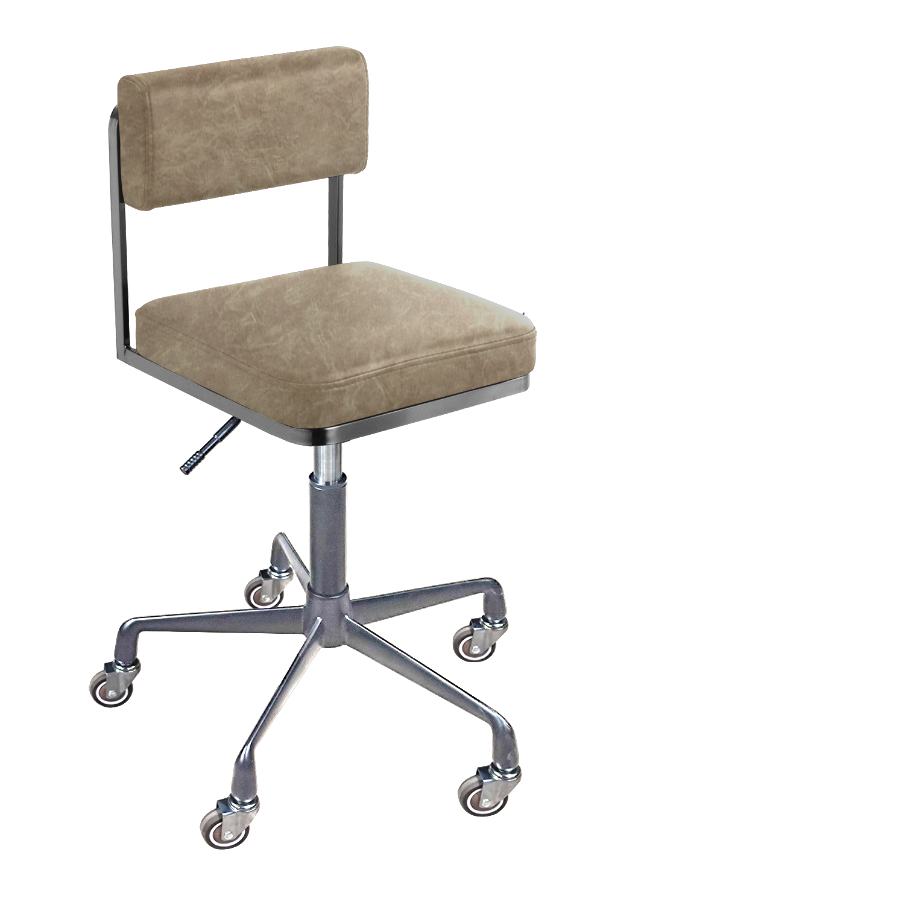 The Lotti Salon Stool with Backrest -Graphite & Mottled Fudge by SEC