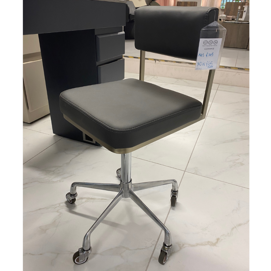 CL32H - The Lotti Salon Stool - Charcoal & Matte Gold by SEC - CLEARANCE