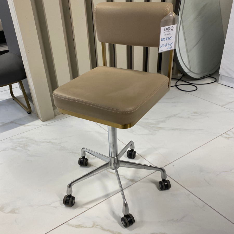 CL32Q - The Lotti Salon Stool - Caramel & Gold by SEC - CLEARANCE