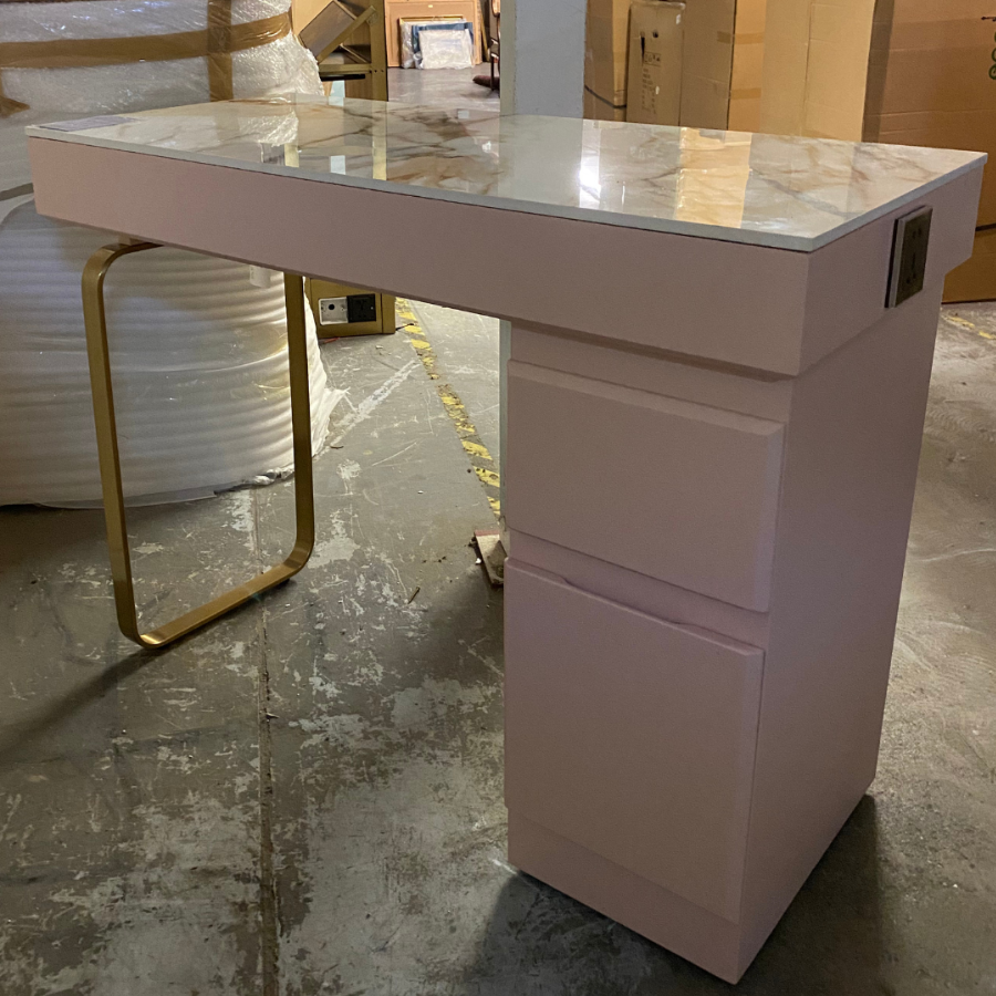 CL32E - The Maia Nail Desk - Pink & Gold by SEC - CLEARANCE