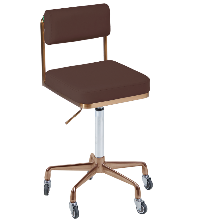 The Lotti Salon Stool with Backrest - Walnut & Copper by SEC