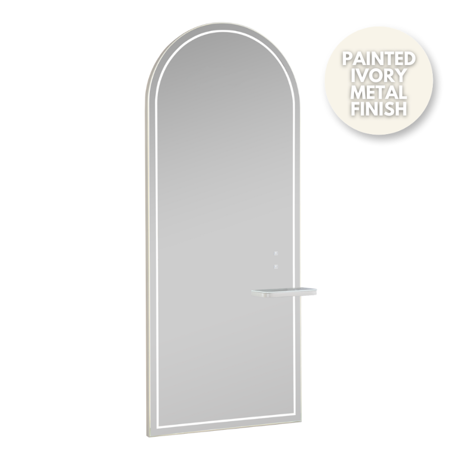 The Paris Arched Salon Mirror with Shelf - Painted Ivory by SEC