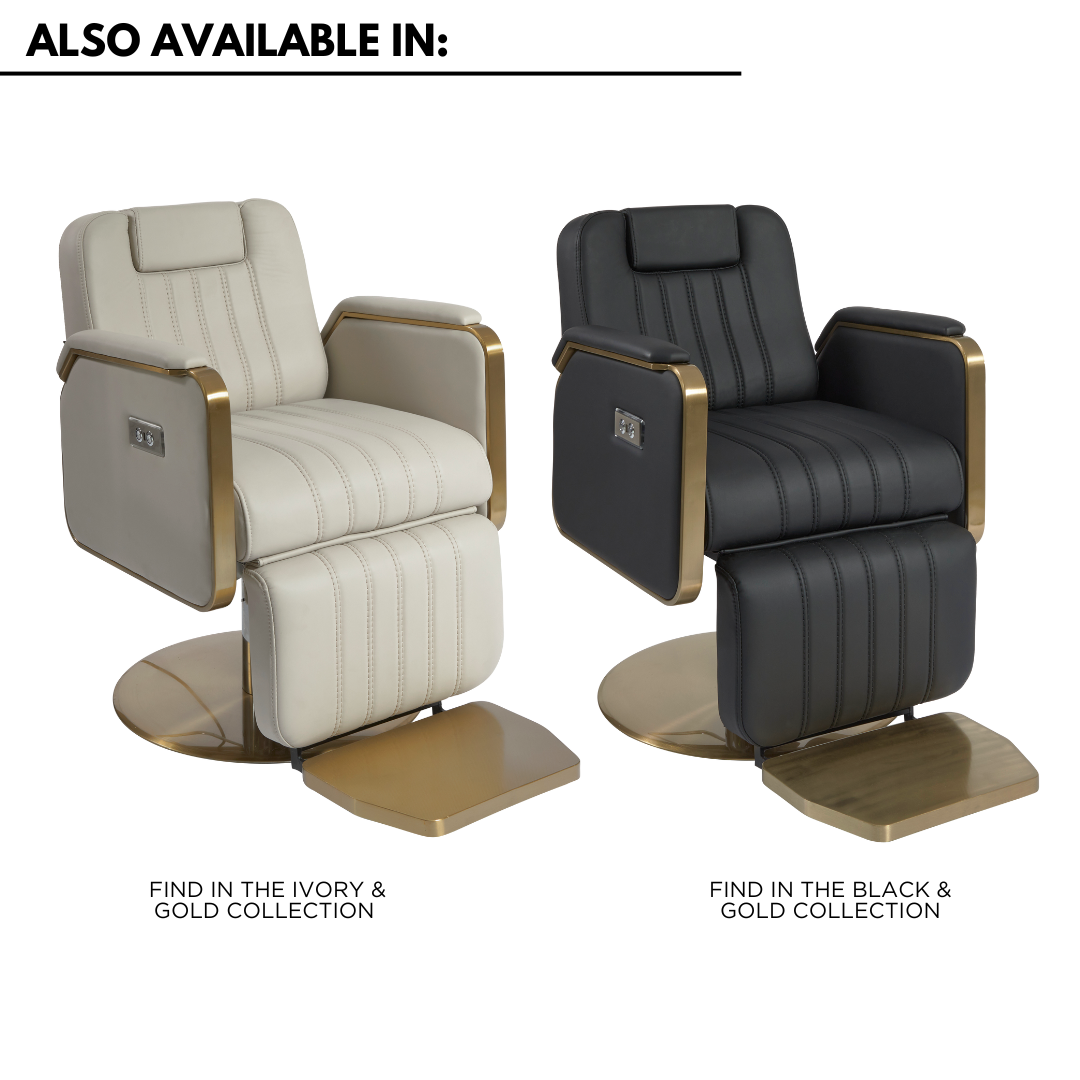 The Hollie Electric Reclining Chair - Ivory & Gold By SEC