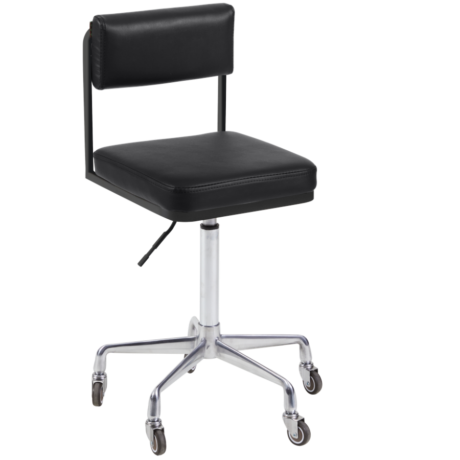 The Lotti Salon Stool with Backrest - Midnight Black by SEC