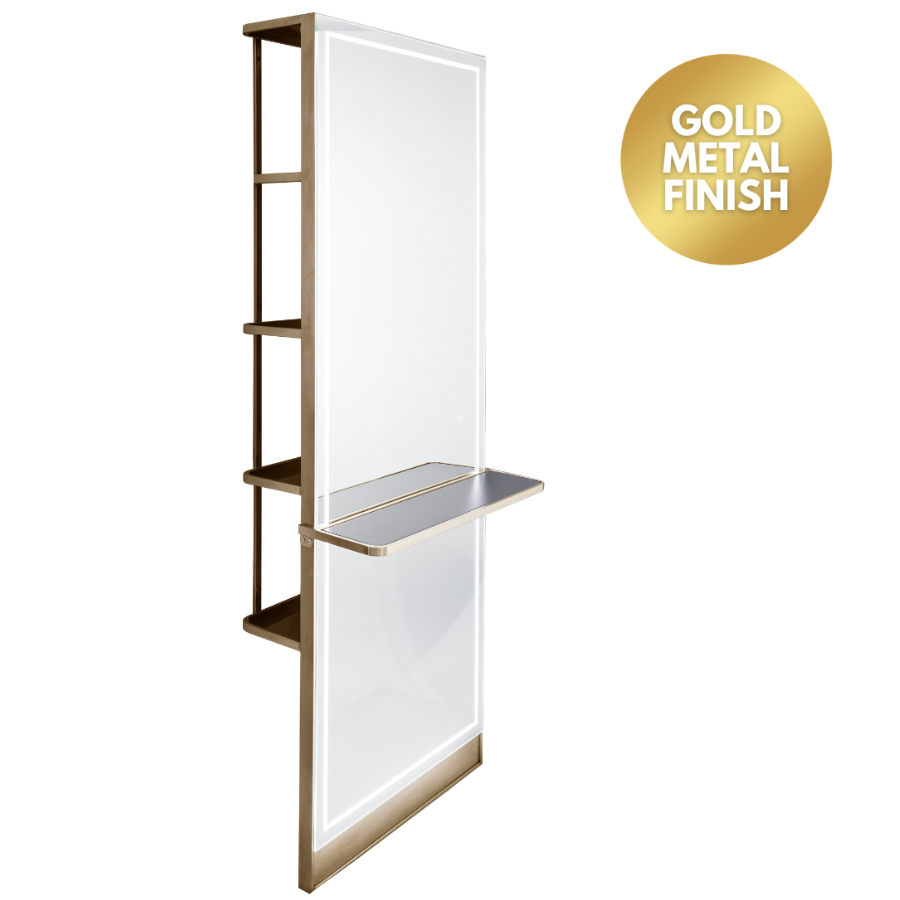 The Madrid Styling Unit with Storage and Shelf - Gold by SEC