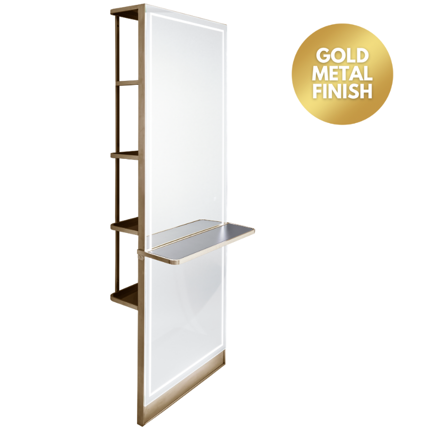 The Madrid Styling Unit with Storage and Shelf - Gold by SEC