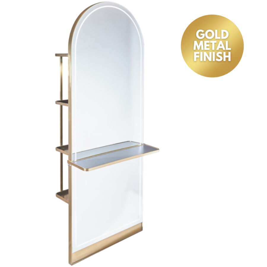 The Milan Styling Unit with Storage and Shelf - Gold by SEC