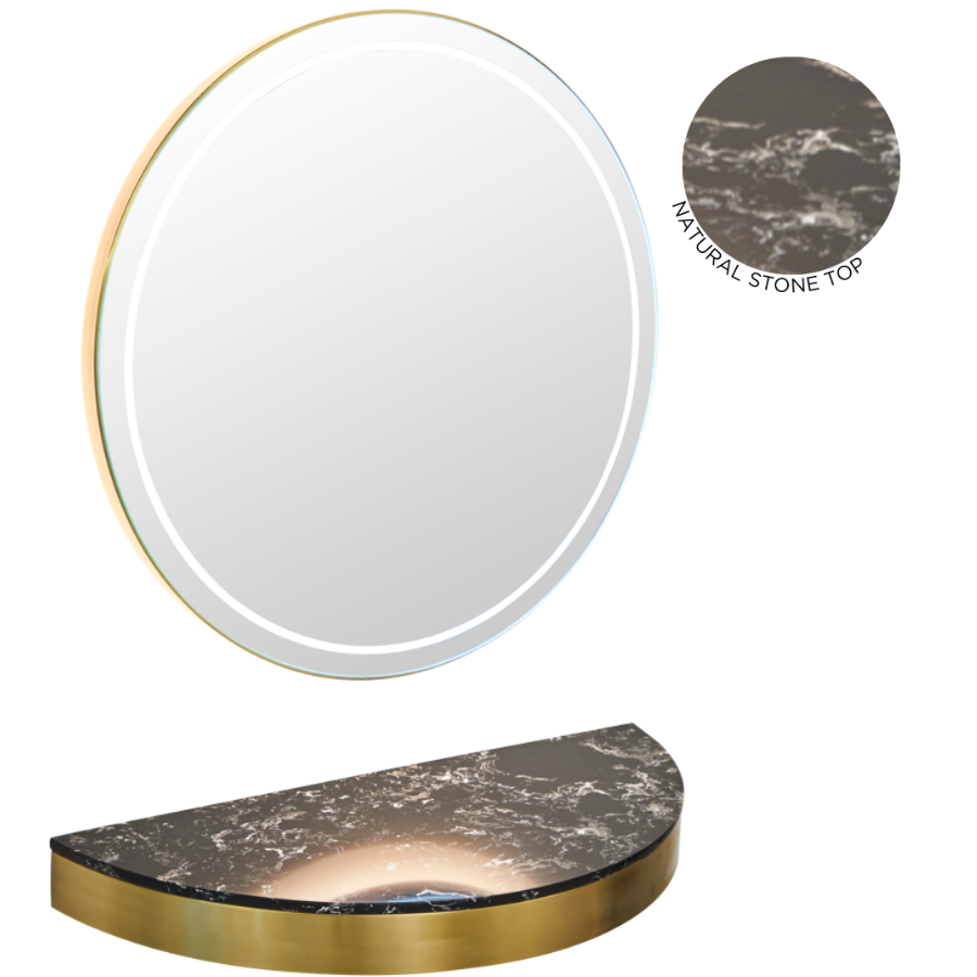 The Bali Styling Unit - Gold with Black Pattern Natural Stone Top by SEC