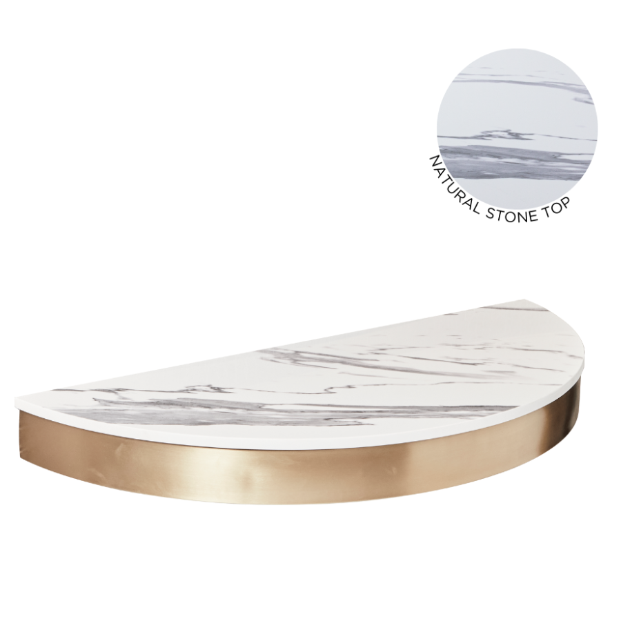 The Bali Styling Shelf - Gold with White Pattern Natural Stone Top by SEC