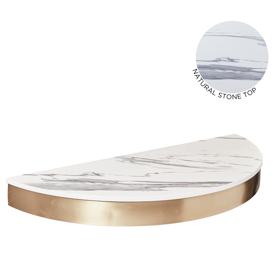 The Bali Styling Shelf - Gold with White Pattern Natural Stone Top by SEC