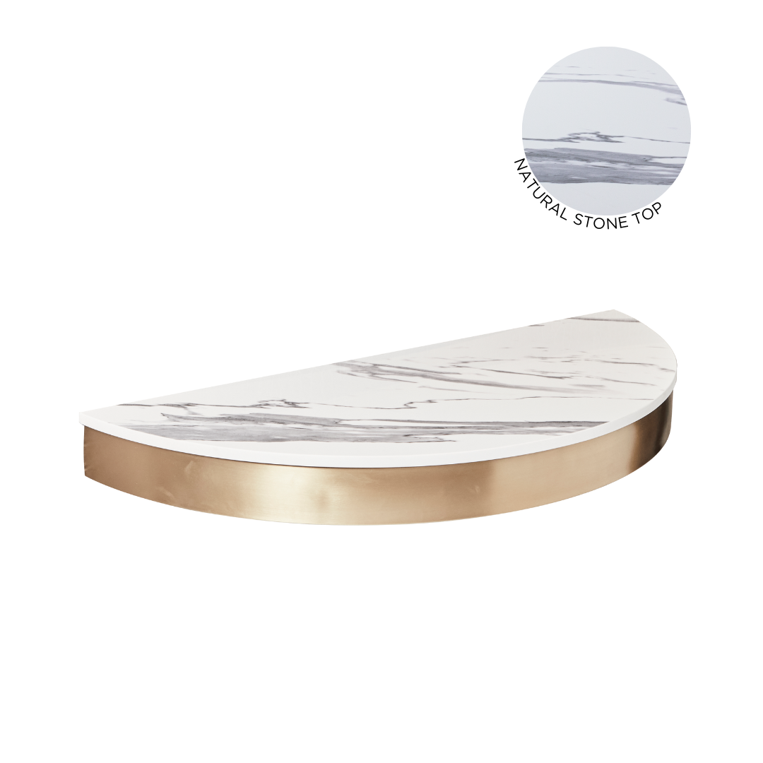 The Bali Styling Shelf - Gold with White Pattern Natural Stone Top by SEC