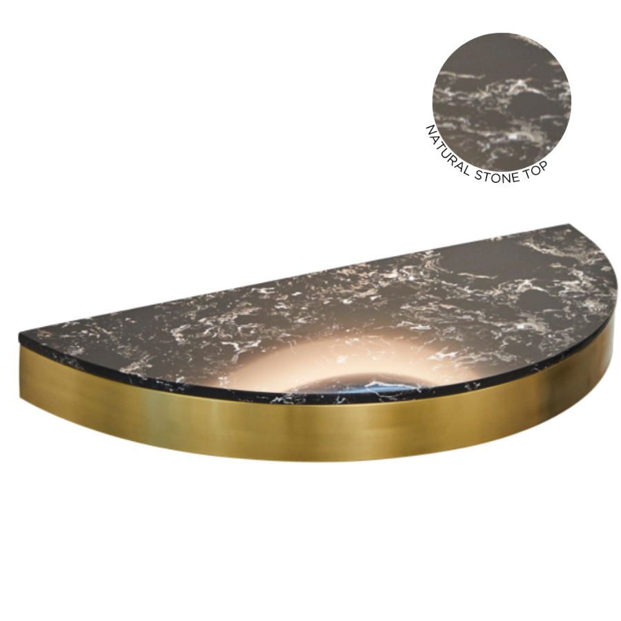 The Bali Styling Shelf - Gold with Black Pattern Natural Stone Top by SEC