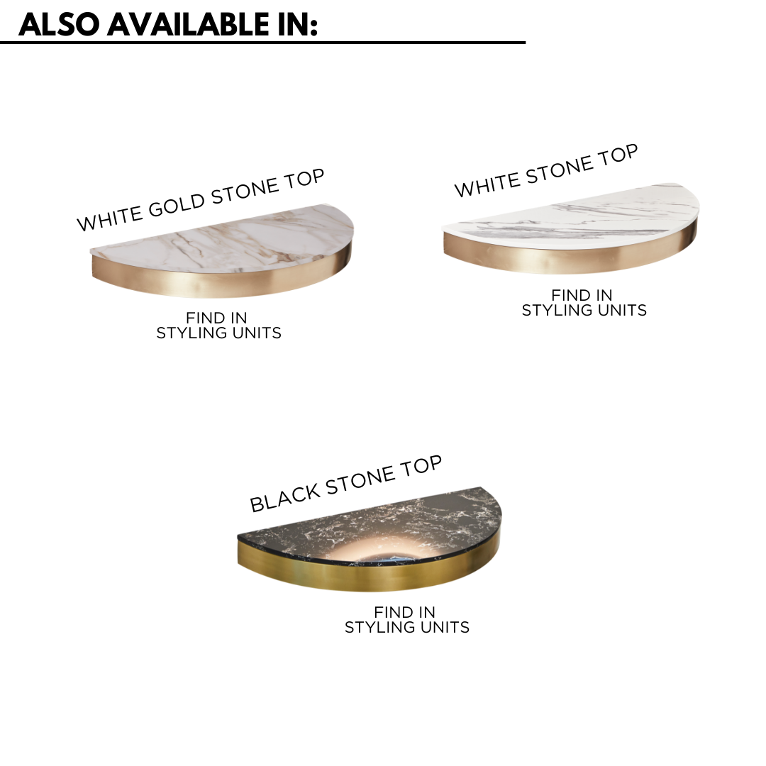 The Bali Styling Shelf - Gold with White Gold Natural Stone Top by SEC