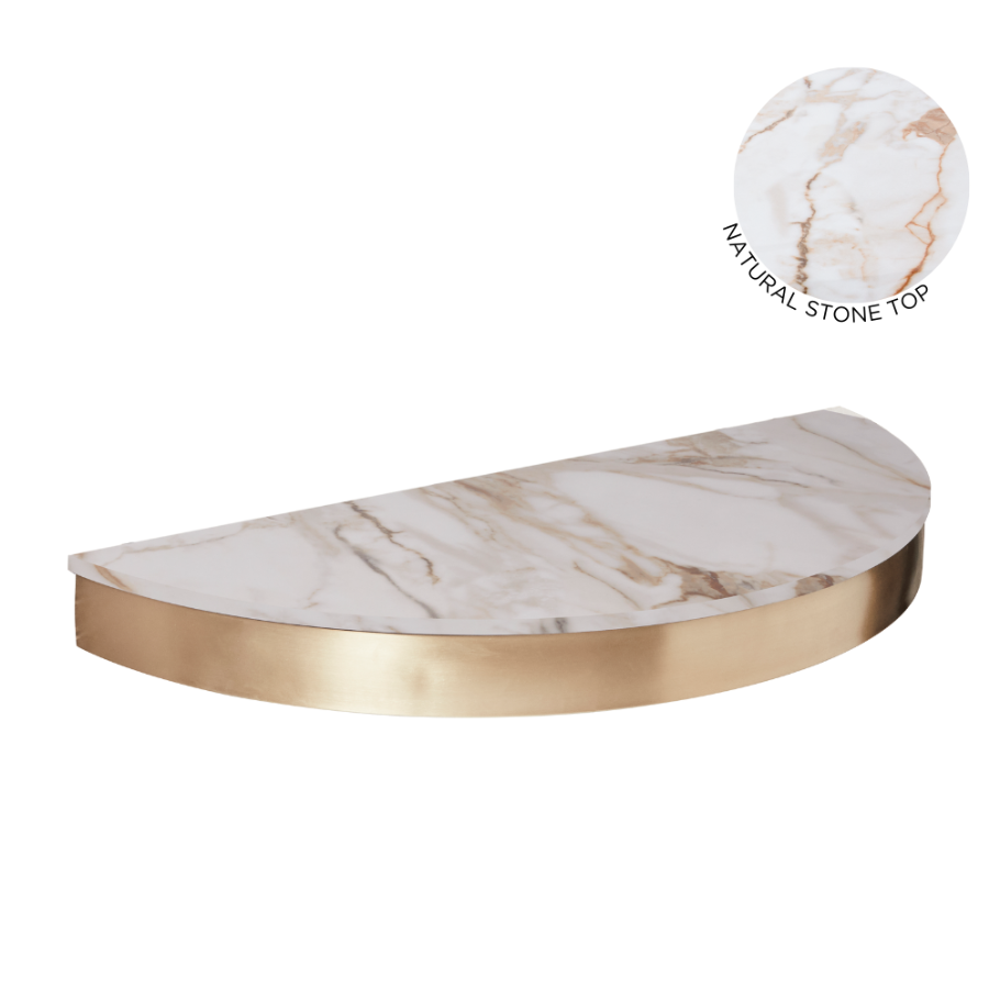 The Bali Styling Shelf - Gold with White Gold Natural Stone Top by SEC