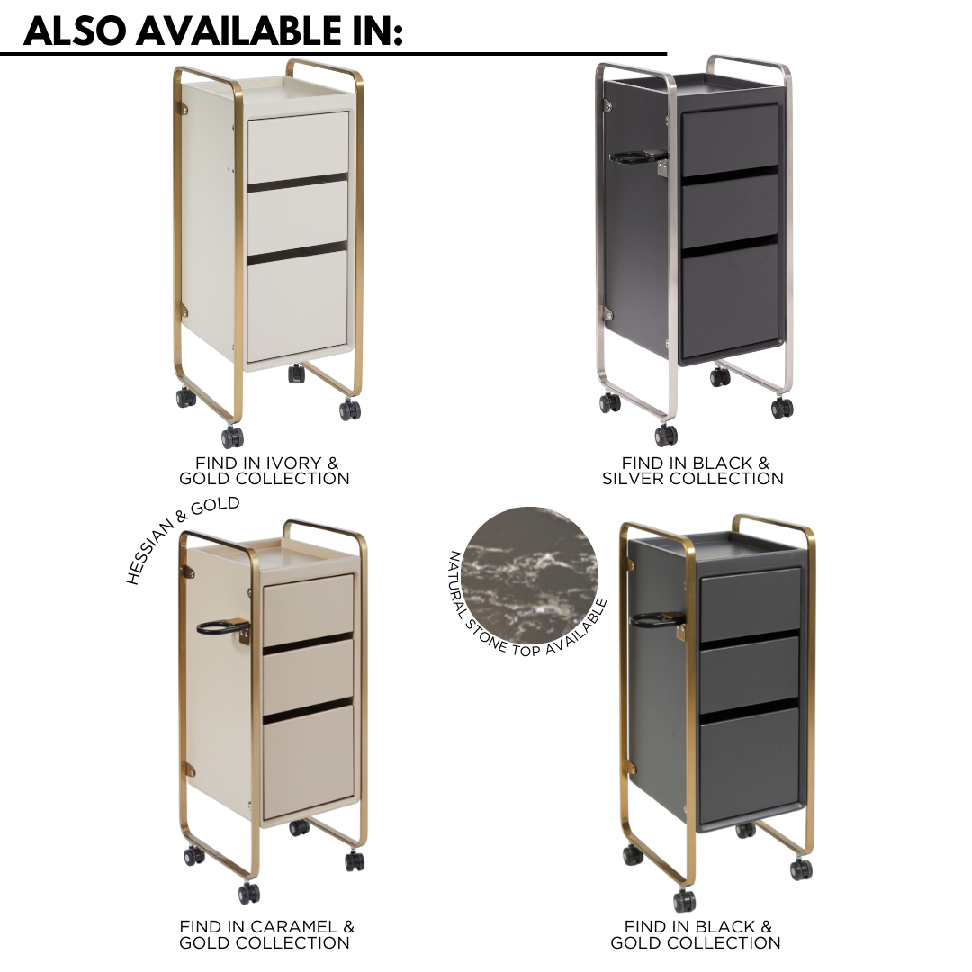 The Sapphire Salon Trolley - Charcoal Black & Gold by SEC