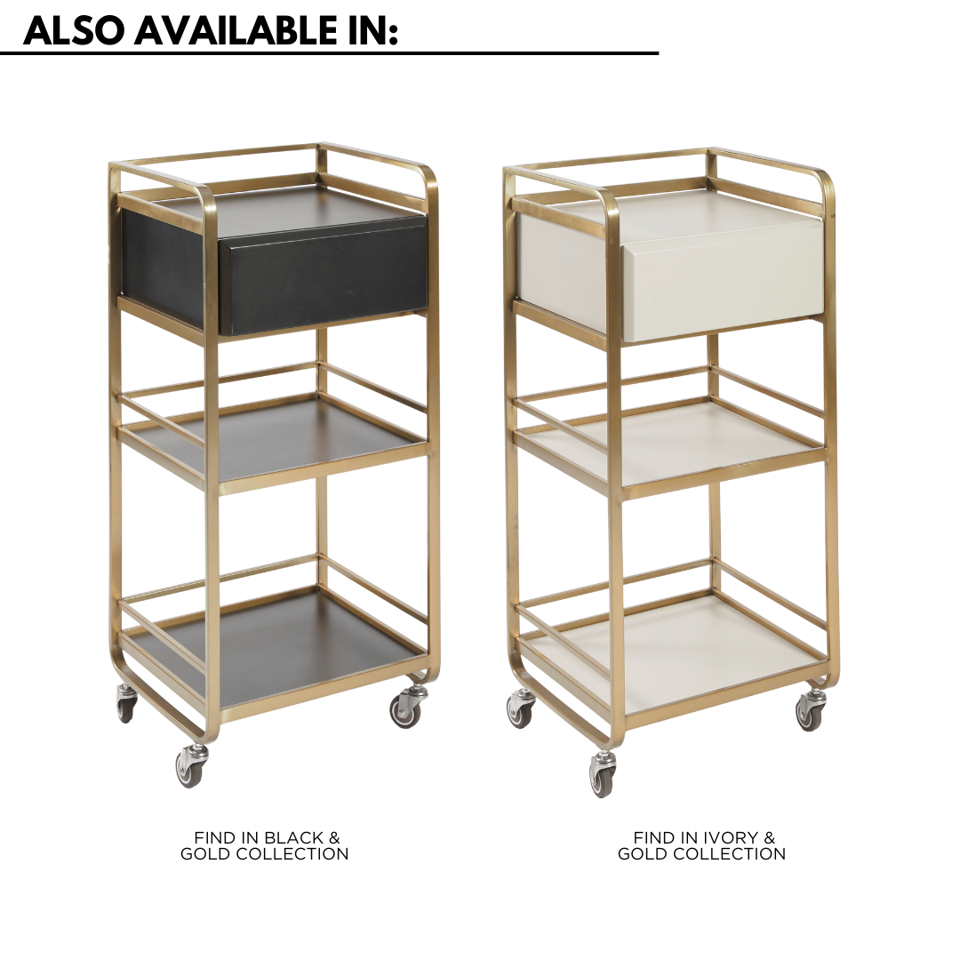 The Halli Beauty Trolley - Black & Gold by SEC