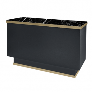 The Matrix Desk - Charcoal Black & Gold with Black Pattern Natural Stone Top by SEC