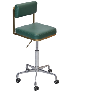 The Lotti Salon Stool with Backrest - Green & Gold by SEC