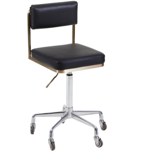 The Lotti Salon Stool with Backrest - Black & Gold by SEC