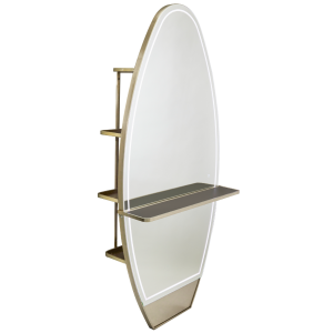 The Olive Salon Styling Unit with Storage and Shelf - Matte Gold by SEC