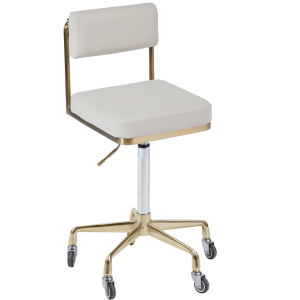 The Lotti Salon Stool with Backrest - Ivory & Gold by SEC