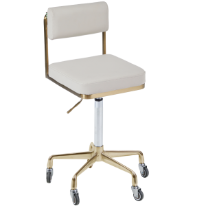 The Lotti Salon Stool with Backrest - Ivory & Gold by SEC