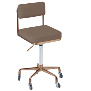 The Lotti Salon Stool with Backrest - Mocha & Copper by SEC