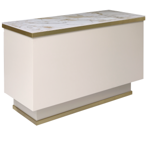 The Matrix Desk - Ivory & Gold with White Gold Pattern Natural Stone Top by SEC