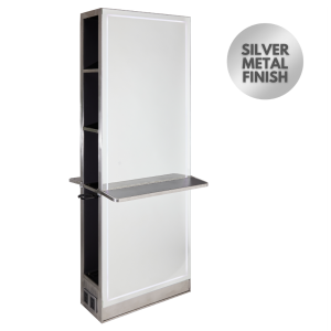 The Madrid Salon Island Unit with Storage and Shelf - Silver by SEC