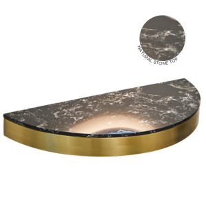 The Bali Styling Shelf - Gold with Black Pattern Natural Stone Top by SEC