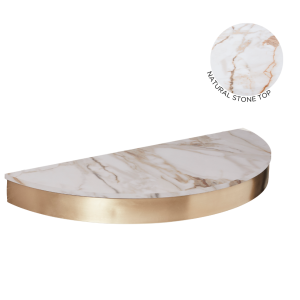 The Bali Styling Shelf - Gold with White Gold Patterned Stone Top by SEC