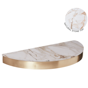 The Bali Styling Shelf - Gold with White Gold Patterned Stone Top by SEC